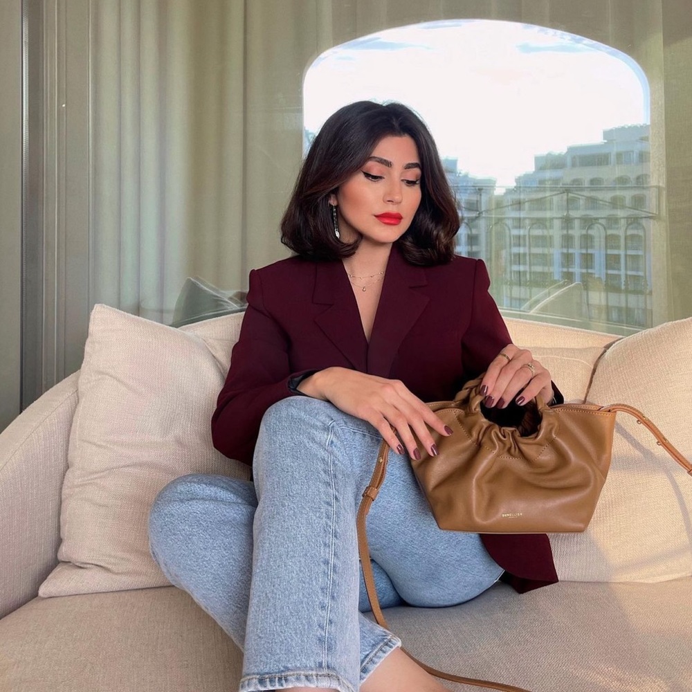 Zara Set - Wine Buttoned Tailored Blazer & Sweetheart Neckline Bustier - Picture 6 of 16